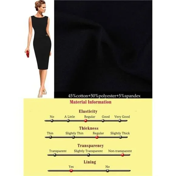 Elegant Ruched Office Cocktail Party Bodycon Pencil Dress Slim Fit - Picture 5 of 6